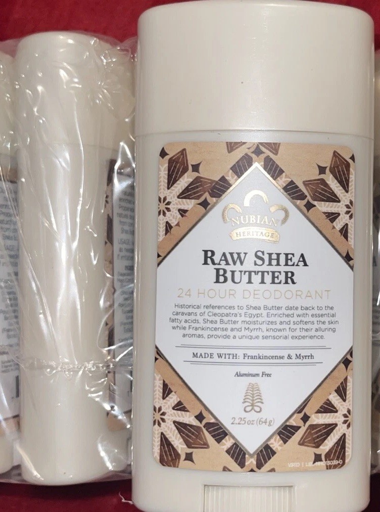 2 Nubian Heritage Raw Shea Butter 24 Hour Deodorant Unisex Deodorant Stick 2.25