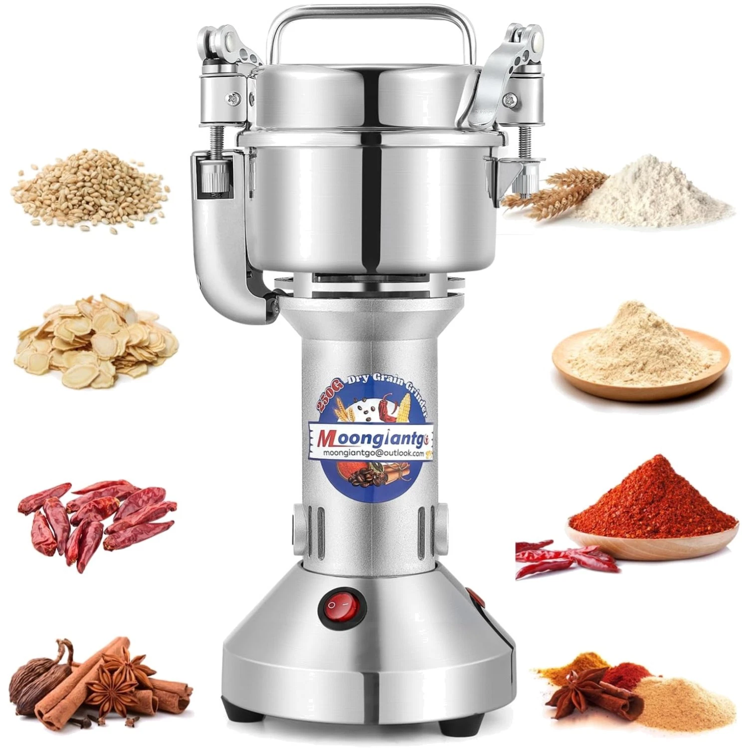 250g Safety Grinder 950W High-speed Electric Stainless Steel Dry Spice Grinde...