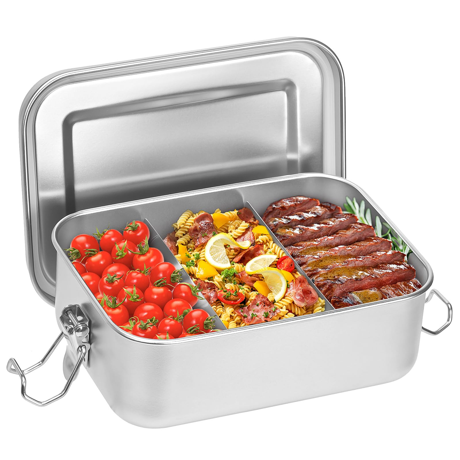 Lunch Box in Acciaio Inossidabile con 2 Scomparti, Lunch Box Sigillato e (V6a)