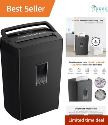 Cross Cut Paper Shredder 12 Sheets Heavy Duty 5.5 Gal Security Level P-4