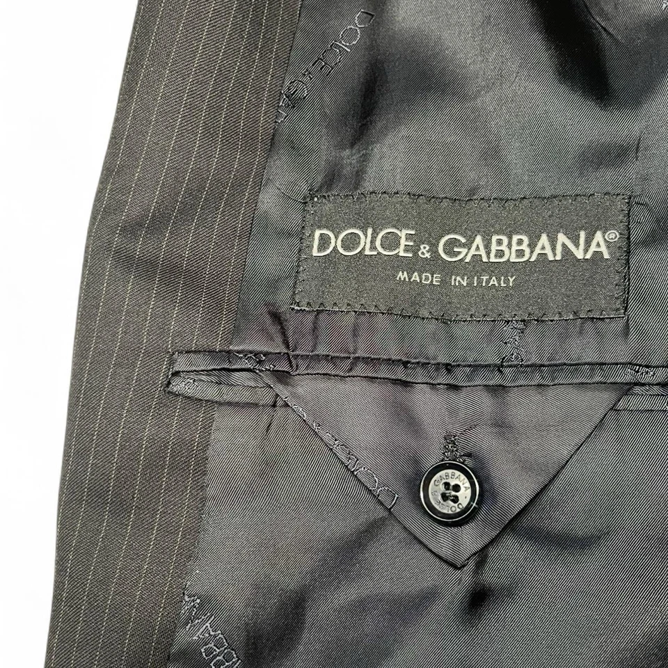 Blazer Raro Vintage Dolce & Gabbana Italia Negro Rayas 100% Lana Talla 42R Usado en Excelente Condición Foto 4 de 4