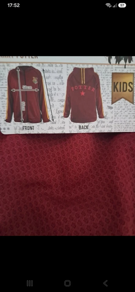 Harry Potter Pull à capuche zippé bordeaux/jaune M 100% polyester - Photo 2/3