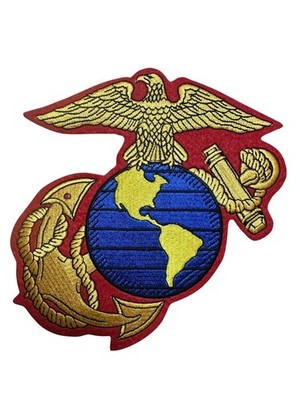 6 Inch US Marines Globe and Anchor Embroidered Iron On Patch - USMC DS1