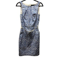 Lauren Ralph Lauren Geometric Sleeveless Sheath Dress Size 6 With Belt blue