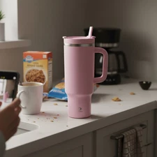 Hydrojug Traveler - 40 Oz Water Bottle with Handle & Flip Straw - Fits in Cup Ho