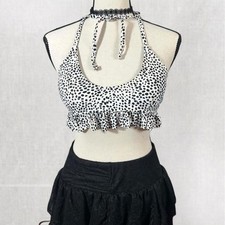 Preppy Polka Dot Vintage Style Double Tie Bikini Top