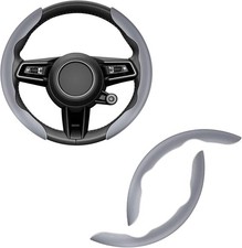 Car Nappa Leather Steering Wheel Cover, Car Interior Accessories, 2PCS gray
