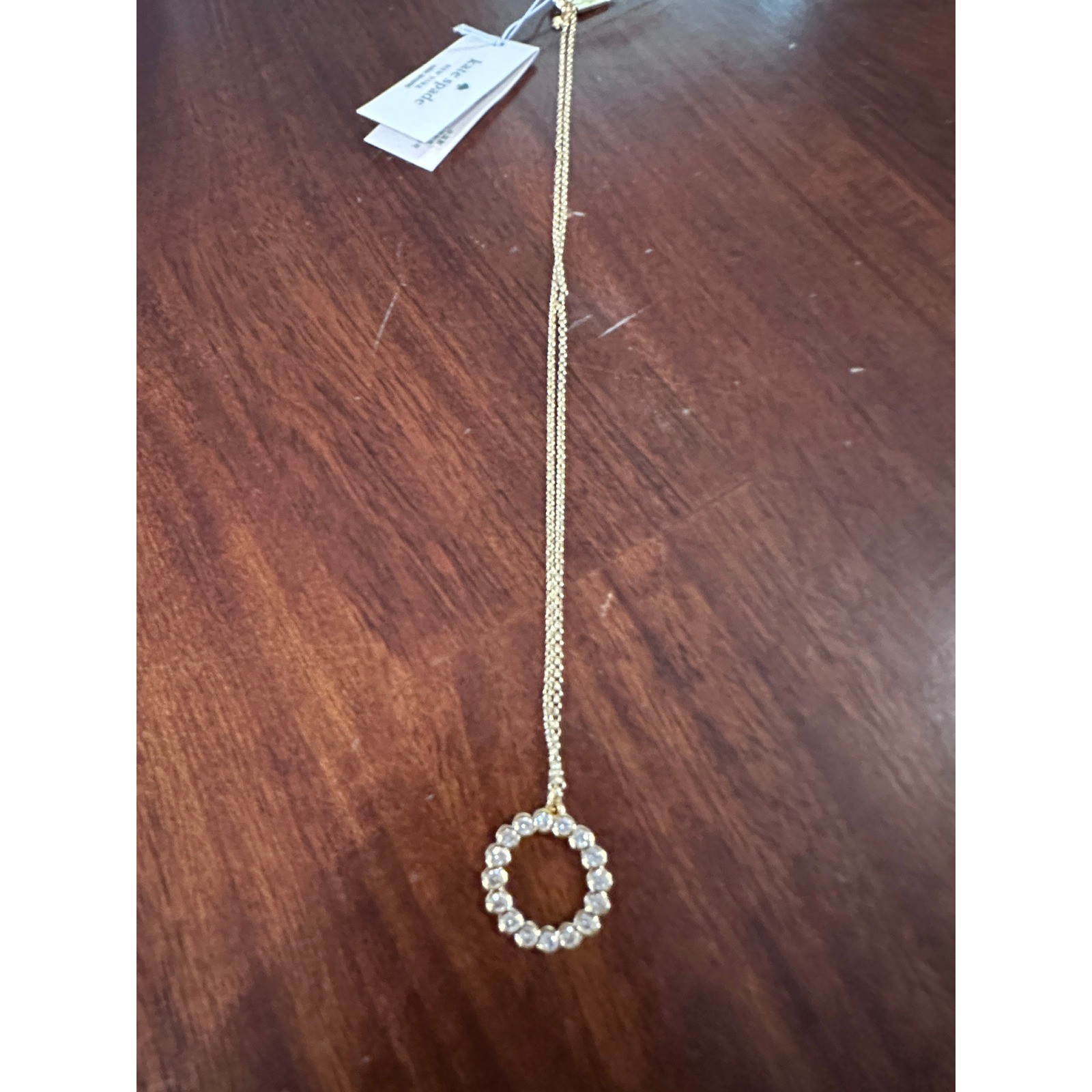 Kate Spade FULL CIRCLE  Pendant Necklace Cubic Zirconia Gold Tone