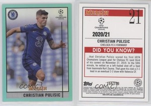 2020-21 Topps Merlin Collection Chrome UCL Aqua Refractor /199 Christian Pulisic