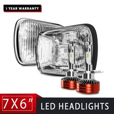 5x7 7x6 Inch H6054 Square Glass Headlights, H4/9003 LED, Off-road Fog Lights Set