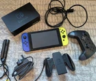 🟦🟨Nintendo Switch V2 Blue/Neon Yellow Bundle with Pro Controller - Tested ✅