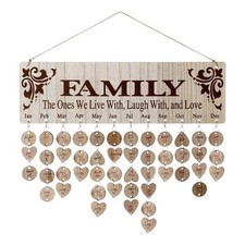 Family Birthday Calendar with Tags Wooden Wall Hanging Board  Plaque Gifts