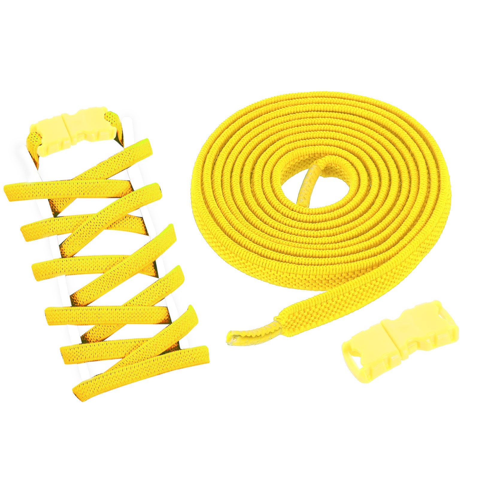 APL Confezione da 8 Lacci Elasticizzati Senza Tiele per Scarpe Sneakers Adulti Giallo