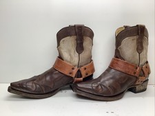 VTG MENS STETSON COWBOY BROWN SNIP TOE HARNESS BOOTS SIZE 7.5
