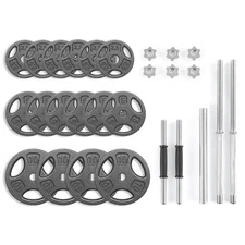 100LB Black Cast Iron Weight Plate Set For Dumbbells and Barbells, NEW