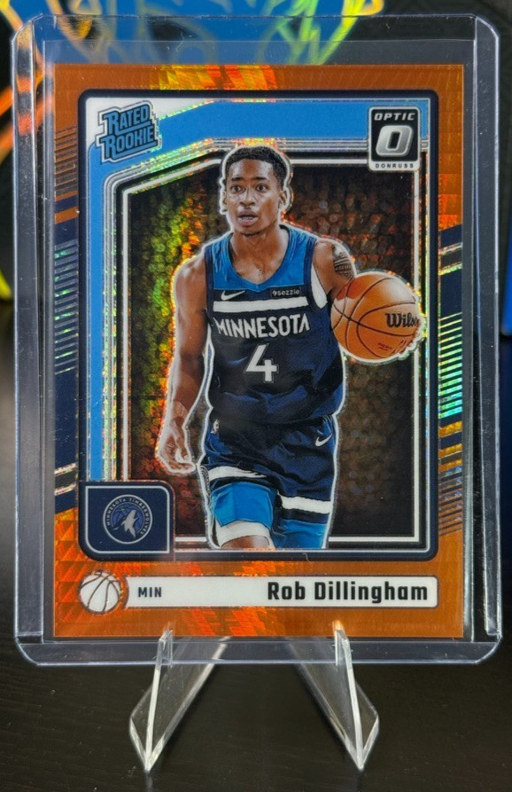 Rob Dillingham 2024-25 Optic Orange Hyper /299 #259 Rated Rookie Minnesota RC