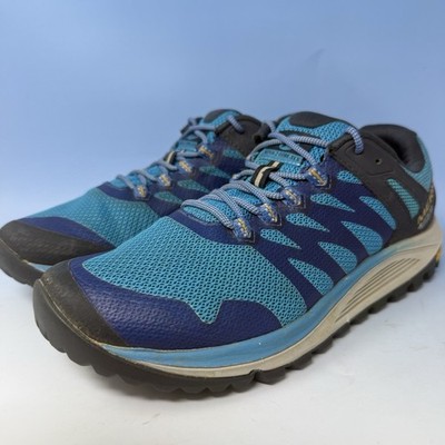 Merrell Mens Size 9 M Blue Nova 2 GTX Gore Tex Vibram Trail Running Shoes