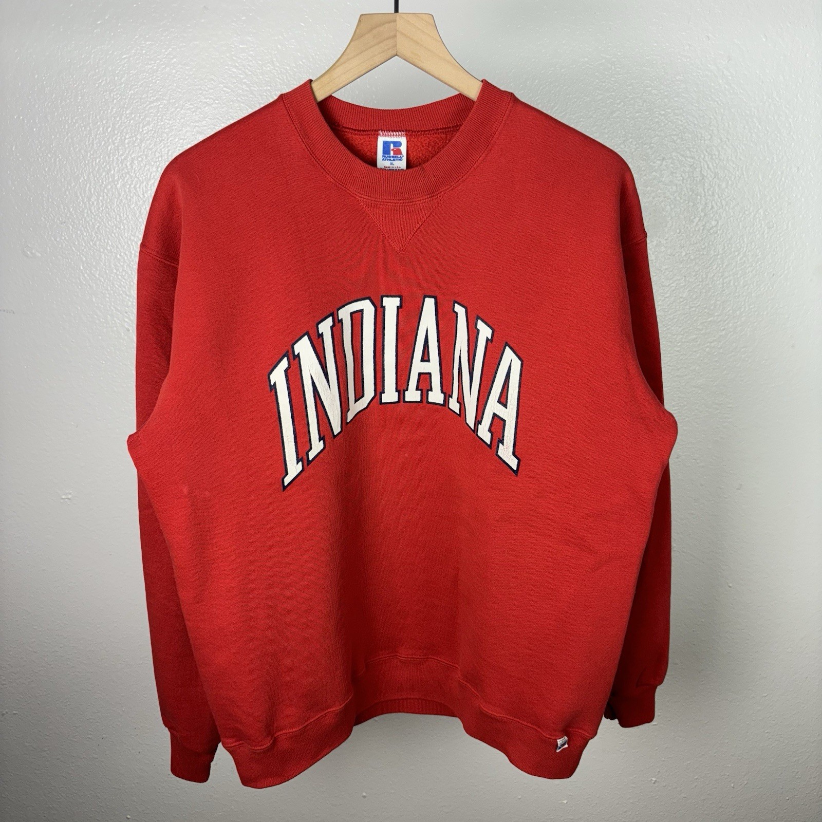 Vintage Russel Athletics Indiana University Arc Logo Red Sweatshirt Fits Size L