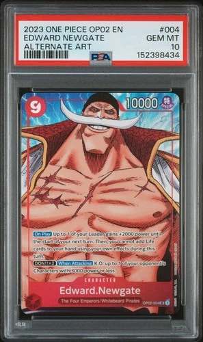 2023 ONE PIECE OP02-PARAMOUNT WAR ALTERNATE ART #004 EDWARD NEWGATE PSA 10