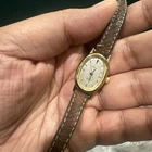 Working VTG Timex Cavatina Watch Womens  18mm Case Brown Leather Quartz Fit 7in