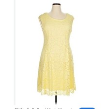 RN Studio Ronni Nicole Butter Yellow Lace Dress Floral Cap Sleeve A-Line Size 8