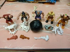 Fisher Price Imaginex Caveman Action Figure Lot Boulders Helmets Weapons Lot