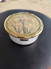 The Art Of Chokin 24k Gold Edged Covered Butterfly and Flowers Trinket Box Japan