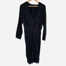 Zimmermann Dress Size 1 (10 AU/UK (US 6)) Ray Plunge Black Long Sleeve Midi