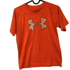 Under Armour Heat Gear Tee Youth Sz 12-14 Loose Fit Moisture Wick Pullover Orang