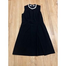 Tommy Hilfiger Black Sleeveless Sheath Dress White Trim Collar Size 8