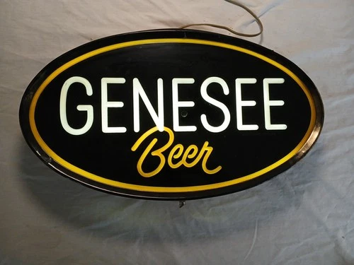 Vintage 21" Genesee Beer Bar Tavern Light Sign - 2 Sided - Working Project