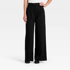 Women's Cotton Twill Wide Leg Trousers - A