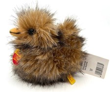 Steiff Fluffy Plush Duckling Duck 1990s ID Button and Tags 15cm 6in Squeaker Vtg