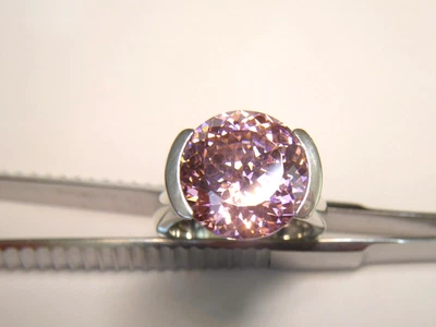 925 FB Silber Ring mit hoher Fassung synthetischer Zirkonia rosa-pink Ø 15 mm - Bild 1 von 4