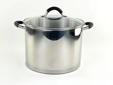 D&W Deane and White 12-Qt Stainless Steel Stock Pot w/Glass Lid  Cookware New