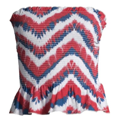 red smocked tube top