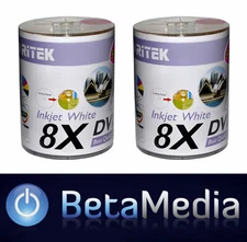 200 x Ritek Blank DVD-R media 8X 4.7GB Full Hub Printable DVD -R discs