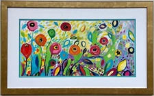 Jennifer Lommers "Flower Garden Jazz" Custom Framed Art  Colorful Floral