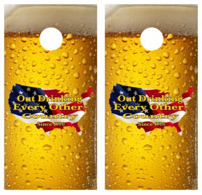 America Out Drinking Every Other Nation Cornhole Board Wraps FREE LAM 3371