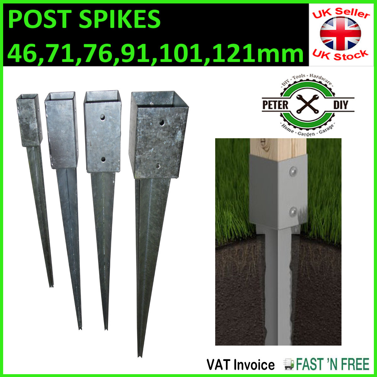 GROUND SPIKE Heavy Duty Galvanised Drivein PERGOLA Post Support Stakes