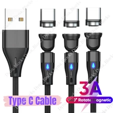 540° Rotate Magnetic Phone Charger Charging Type C Cable For Samsung Android
