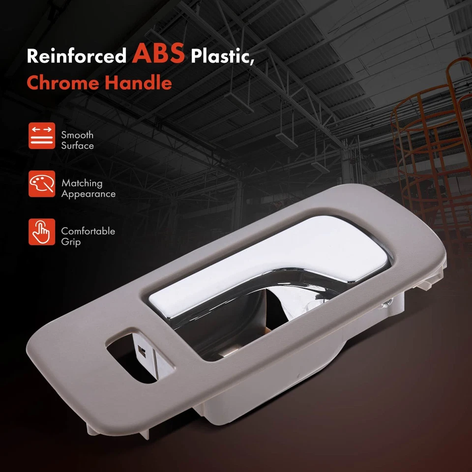 Front Driver Left Interior Door Handle for Cadillac STS 2005-2011 Chrome + Beige - Image 3 of 4