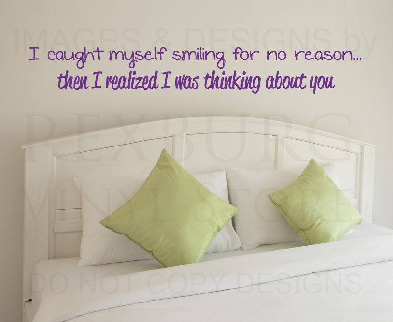 Wall Decal Love Quote Vinyl Art Sticker I Caught Myself Smiling L54 Design