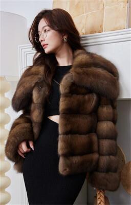 【美品】 ounce base fur collar coat オンス 韓国 Women Winter Mink Fur Coat Big Lapel Collar Short Overcoat Warm