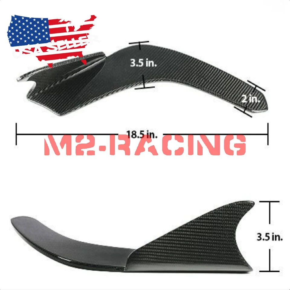 Kit de labios de parachoques delantero de fibra de carbono real estilo aleta de tiburón difusor divisor Canard Foto 4 de 4
