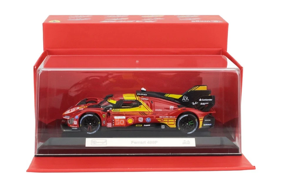 Ferrari 499P #50 Vincitrice 24 ore Le Mans 2024 Burago 1:43 con base e vetrina - Immagine 2 di 2