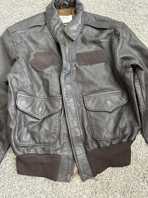 Vintage AVIREX LTD Type A-2 Air Force Flight Jacket Brown Leather