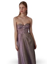 Nocturne Dress Strapless Lavender Ombre Heart-Shaped Buttons, L