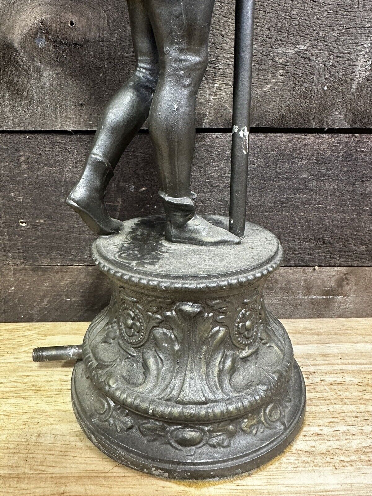 Antique Victorian Gold Cast Metal Figure Statue Lamp Parts Base