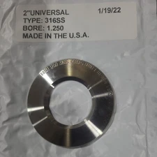 2" Universal Orifice Plate 316ss 1.250" bore. Made in USA. NEW